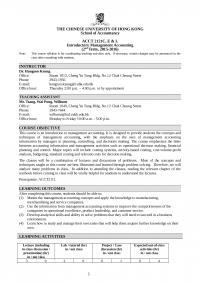 Acct THE CHINESE UNIVERSITY OF HONG