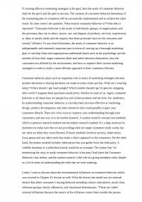 Consumer Behavior If creating