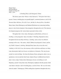 A Dwelling Place as the Protagonist’s Home