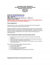 finance 240 syllabus