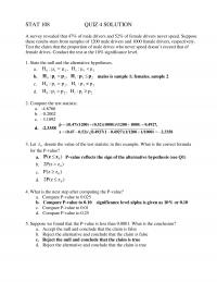 Statistic Quiz Solutions