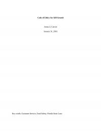 Code of Ethics for Food Managers