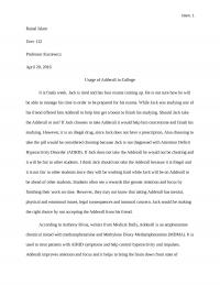 Usage of Adderall in College