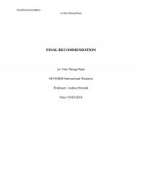 Final Recommendation