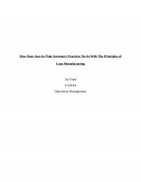 How Does Just-In-Time Inventory Practices Tie-In With The Principles Of Lean Manufacturing