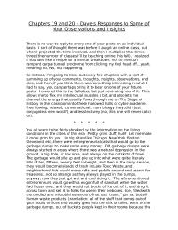 Chapters 19 and 20 – Dave’s Responses to Some of Your Observations and Insights