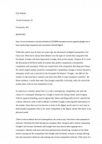 Economics Article Summary on Monopolies