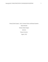 Research Study Proposal – Part Ii: Literature Review And Research Question