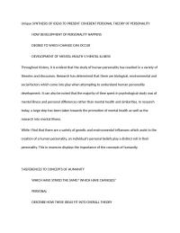 SYNTHESIS OF IDEAS TO PRESENT COHERENT PERSONAL THEORY OF PERSONALITY
