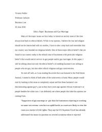 Ethics Paper: Gay Marriage And Businesses