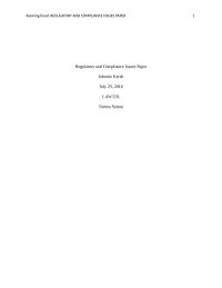 Regulatory and Compliance Issues Paper
