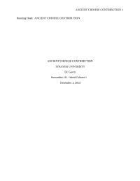 ANCIENT CHINESE CONTRIBUTION
