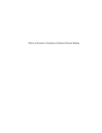 Effects Of Economic Uncertainty On Business Decision Making