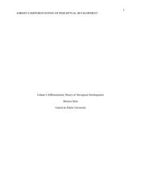 Gibson’s Differentiation Of Perceptual Development