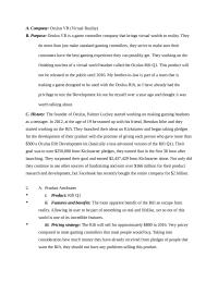 Marketing Plan A Company Oculus VR