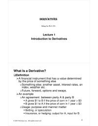 Derivatives Introduction