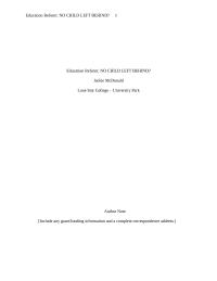 Education Reform: No Child Left Behind?