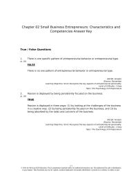 Test Bank For Entrepreneurial Chapter 2