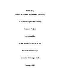 Principles Of Marketing, Marketing Plan