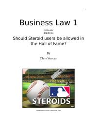 Business Law: Should Steroid users be allowed in the Hall of Fame?