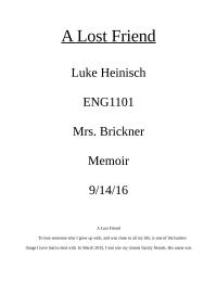 A Lost Friend