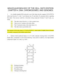 MOLECULAR BIOLOGY OF THE CELL, SIXTH EDITION CHAPTER 4: DNA, CHROMOSOMES, AND GENOMES