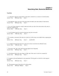 Describing Data: Numerical Measures