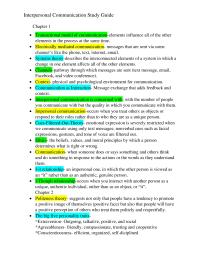 Study Guide Interpersonal