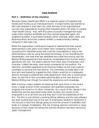 Msh Case Analysis