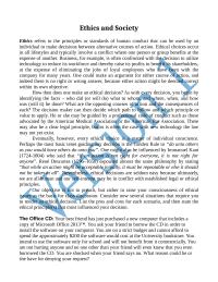 Ethics and Society Essay