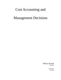 Cost Accounting and Management Decisions