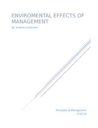 Environmental Effects Of Management