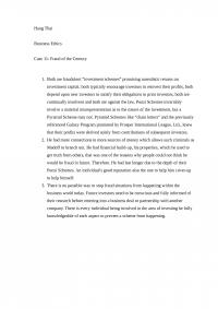 Business Ethics: Case 11 Fraud of the Century