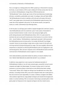 An Irrationality of Rationality of McDonaldization