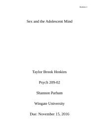 Psych Research: Sex and the Adolescent Mind
