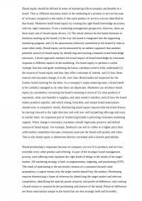 Brand Equity, Positioning And Strategy