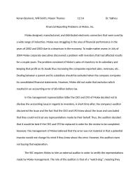 Financial Reporting Problems at Molex, Inc.
