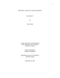 Case Study 1 Country Club