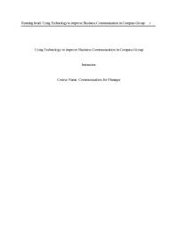 Using Technology To Improve Business Communication In Compass Group