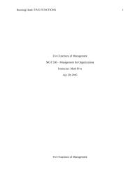 Five Functions Of Management