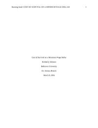 Cost Of Survival On The Minimum Wage Dollar