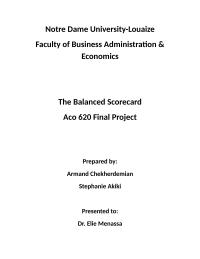 The balanced scorecard Notre