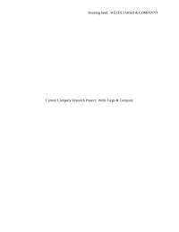 Current Company Research Project: Wells Fargo & Company