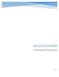 Reflection Paper Housekeeping Final: Environment