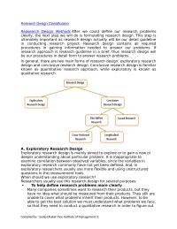Research Design Classification Reasearch Design Methods