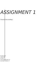 Accounting, Assignment 1