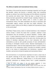 The Effects Of Global And Transnational History Today