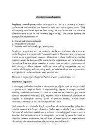 Rewards System And Motivation