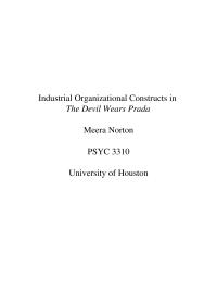 The Devil Wears Prada' In The Industrial Organizational Workplace
