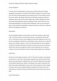 Purcell Tire Warehouse Efficiency Project individual Proposal